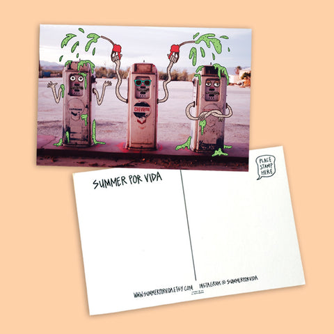 gas station postcard